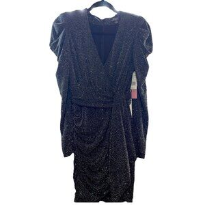 SOLD Aqua Women's Black Shine Velvet Cocktail Glitter Mini Dress NWT Sz 4